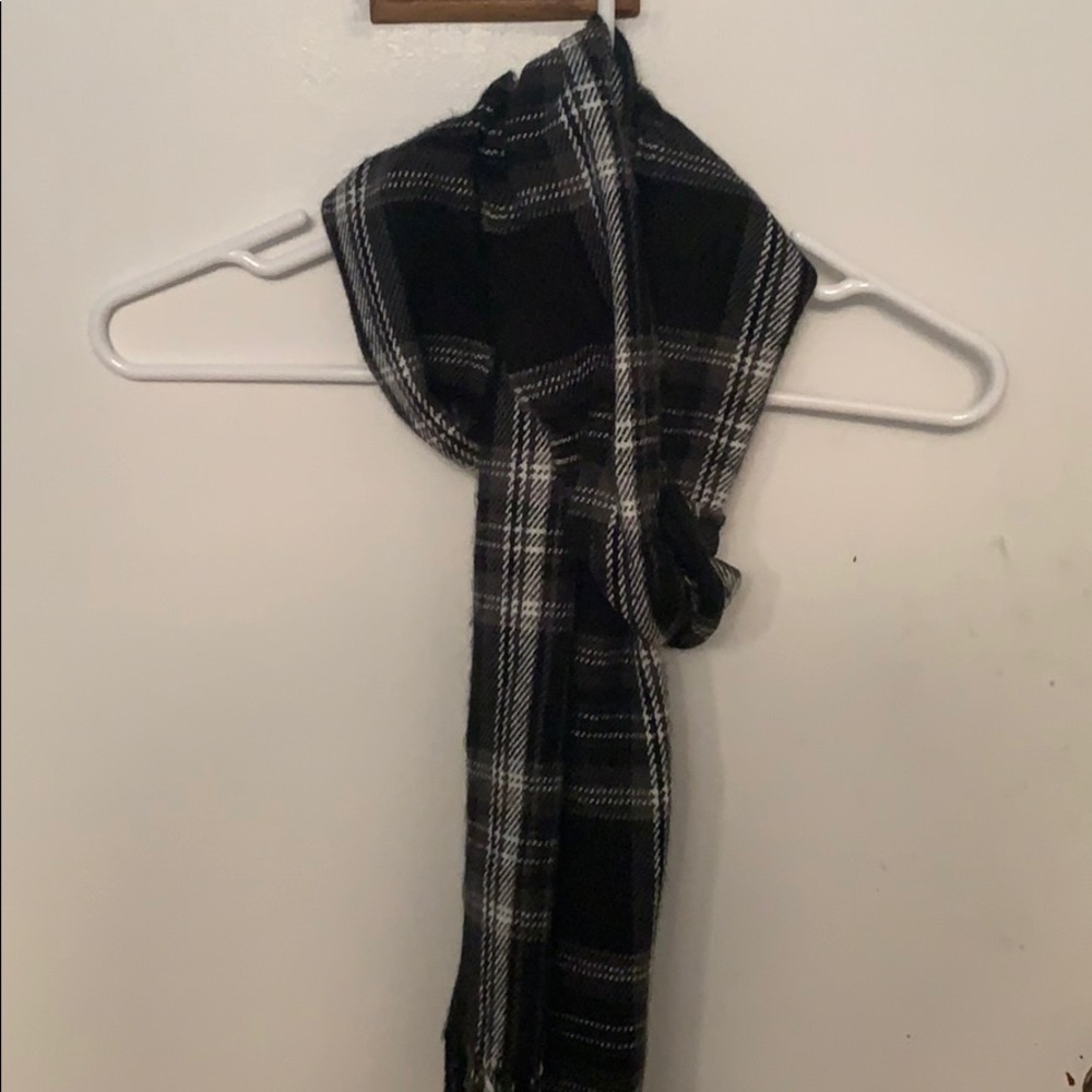 Black grey and white scarf